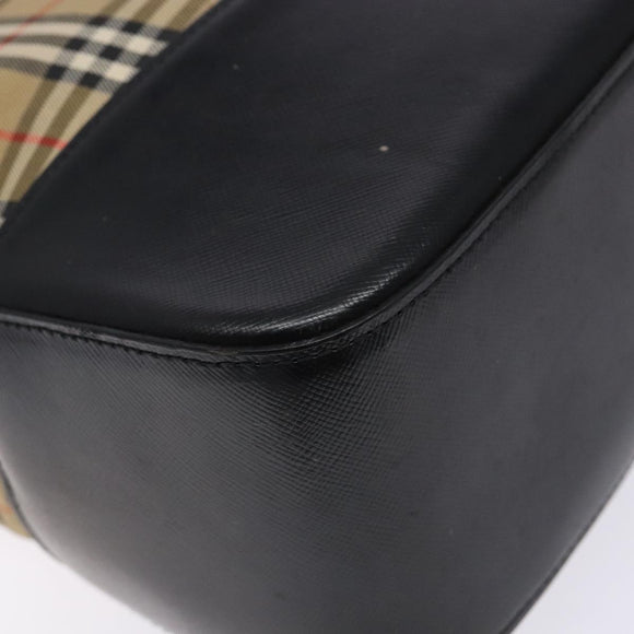 Burberrys Nova Check Tote Bag Canvas Leather Beige Gold Auth gh641