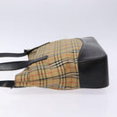 Burberrys Nova Check Tote Bag Canvas Leather Beige Gold Auth gh641-4