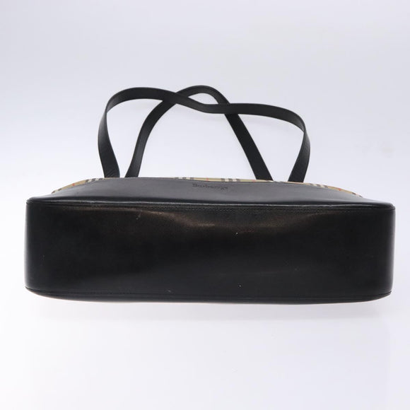 Burberrys Nova Check Tote Bag Canvas Leather Beige Gold Auth gh641