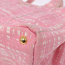 PRADA Canapa MM Hand Bag Canvas Pink Gold Auth gh649-9