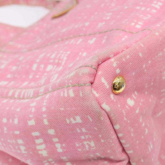 PRADA Canapa MM Hand Bag Canvas Pink Gold Auth gh649