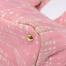 PRADA Canapa MM Hand Bag Canvas Pink Gold Auth gh649-15