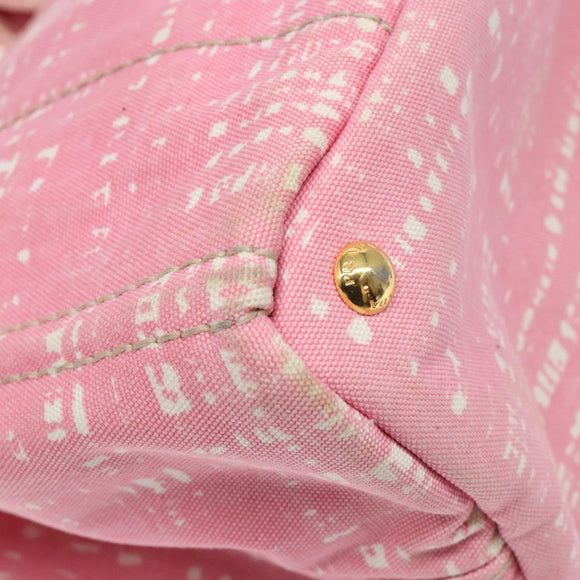 PRADA Canapa MM Hand Bag Canvas Pink Gold Auth gh649