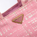 PRADA Canapa MM Hand Bag Canvas Pink Gold Auth gh649-17