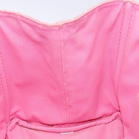 PRADA Canapa MM Hand Bag Canvas Pink Gold Auth gh649