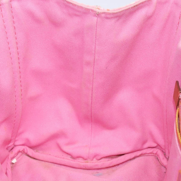 PRADA Canapa MM Hand Bag Canvas Pink Gold Auth gh649