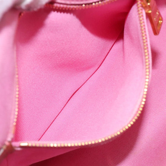 PRADA Canapa MM Hand Bag Canvas Pink Gold Auth gh649