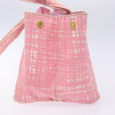PRADA Canapa MM Hand Bag Canvas Pink Gold Auth gh649-3