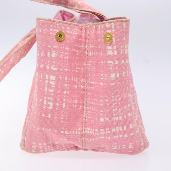 PRADA Canapa MM Hand Bag Canvas Pink Gold Auth gh649