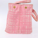 PRADA Canapa MM Hand Bag Canvas Pink Gold Auth gh649-4