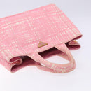 PRADA Canapa MM Hand Bag Canvas Pink Gold Auth gh649-6