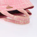 PRADA Canapa MM Hand Bag Canvas Pink Gold Auth gh649-7