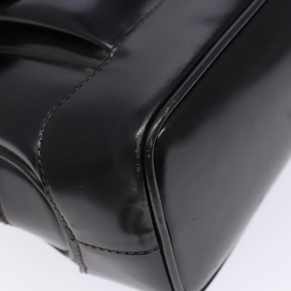 GUCCI Bamboo Shoulder Bag Patent leather Black Gold Auth gh652