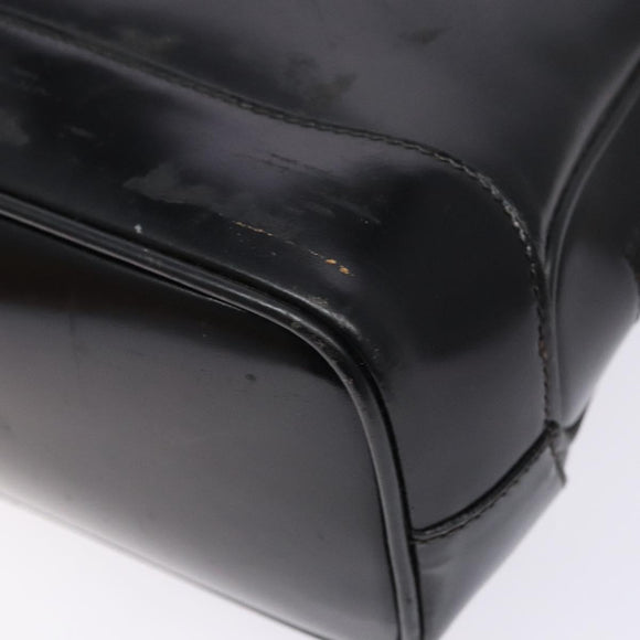 GUCCI Bamboo Shoulder Bag Patent leather Black Gold Auth gh652