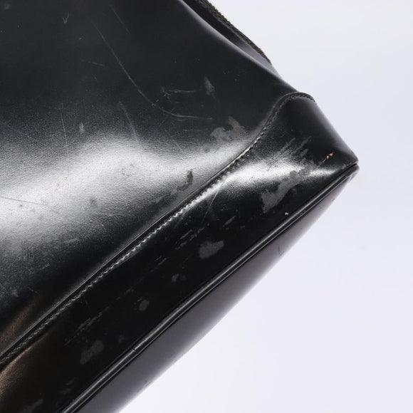 GUCCI Bamboo Shoulder Bag Patent leather Black Gold Auth gh652