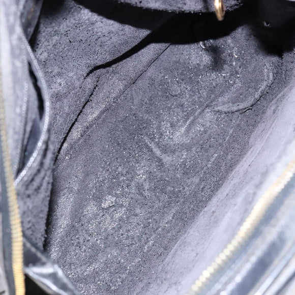 GUCCI Bamboo Shoulder Bag Patent leather Black Gold Auth gh652