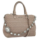 Miu Miu Matelasse Hand Bag Leather 2way Pink Silver Auth gh653-1