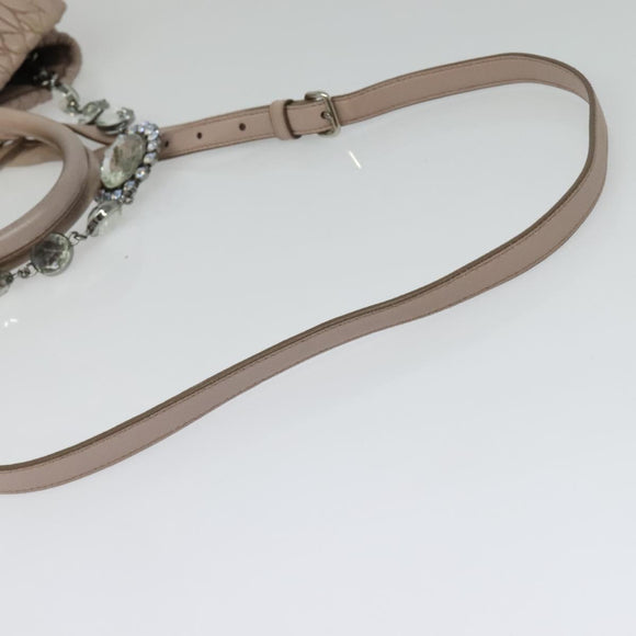 Miu Miu Matelasse Hand Bag Leather 2way Pink Silver Auth gh653