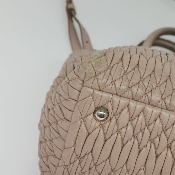 Miu Miu Matelasse Hand Bag Leather 2way Pink Silver Auth gh653