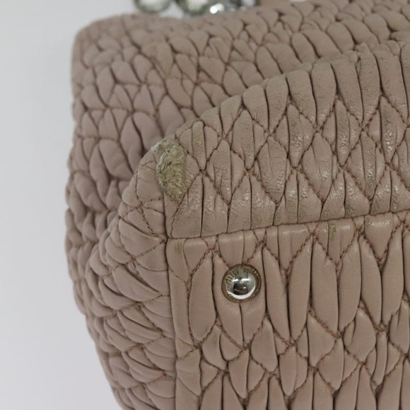 Miu Miu Matelasse Hand Bag Leather 2way Pink Silver Auth gh653