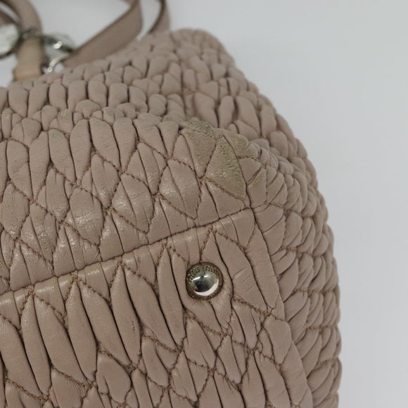 Miu Miu Matelasse Hand Bag Leather 2way Pink Silver Auth gh653