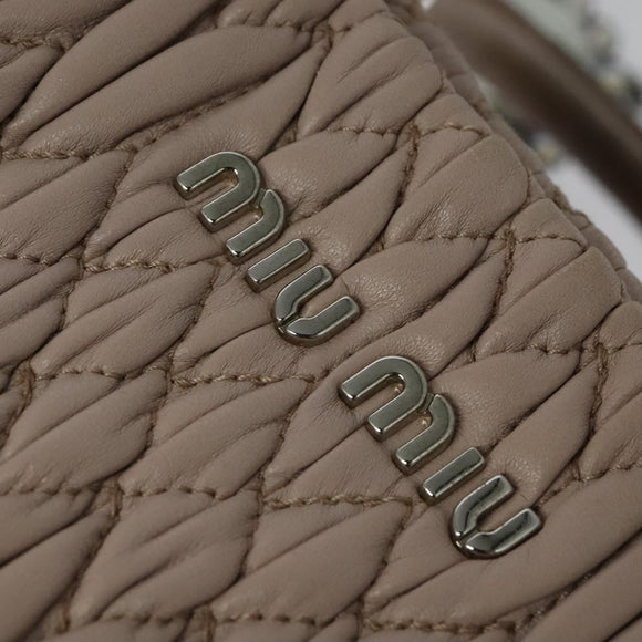 Miu Miu Matelasse Hand Bag Leather 2way Pink Silver Auth gh653