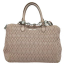 Miu Miu Matelasse Hand Bag Leather 2way Pink Silver Auth gh653-13