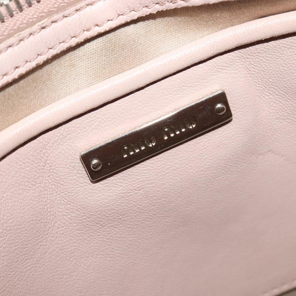 Miu Miu Matelasse Hand Bag Leather 2way Pink Silver Auth gh653