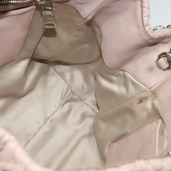 Miu Miu Matelasse Hand Bag Leather 2way Pink Silver Auth gh653