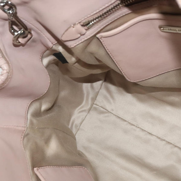 Miu Miu Matelasse Hand Bag Leather 2way Pink Silver Auth gh653
