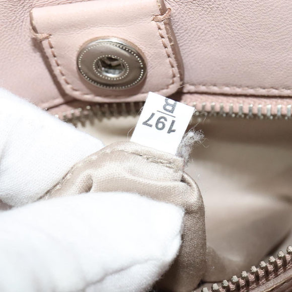 Miu Miu Matelasse Hand Bag Leather 2way Pink Silver Auth gh653