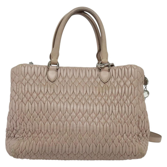 Miu Miu Matelasse Hand Bag Leather 2way Pink Silver Auth gh653