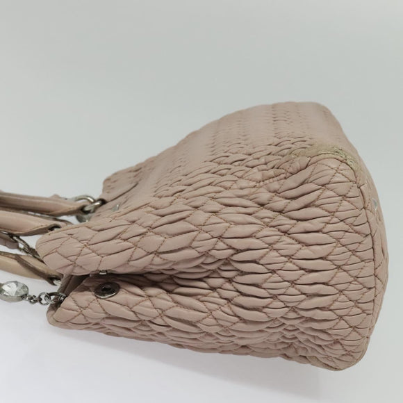 Miu Miu Matelasse Hand Bag Leather 2way Pink Silver Auth gh653