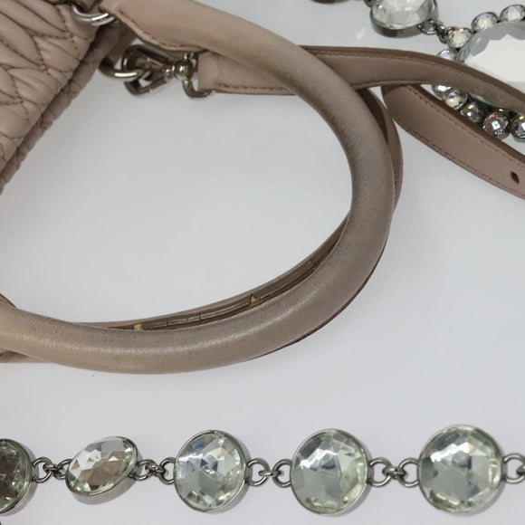 Miu Miu Matelasse Hand Bag Leather 2way Pink Silver Auth gh653