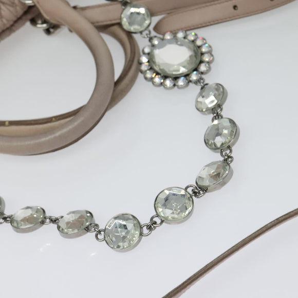 Miu Miu Matelasse Hand Bag Leather 2way Pink Silver Auth gh653