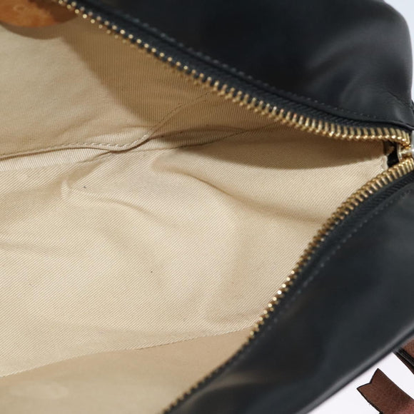 Chloe Shoulder Bag Leather Black Gold Auth gh654