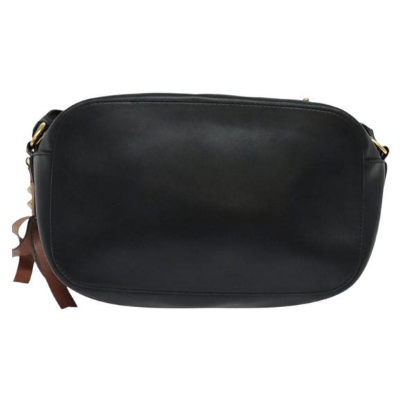 Chloe Shoulder Bag Leather Black Gold Auth gh654