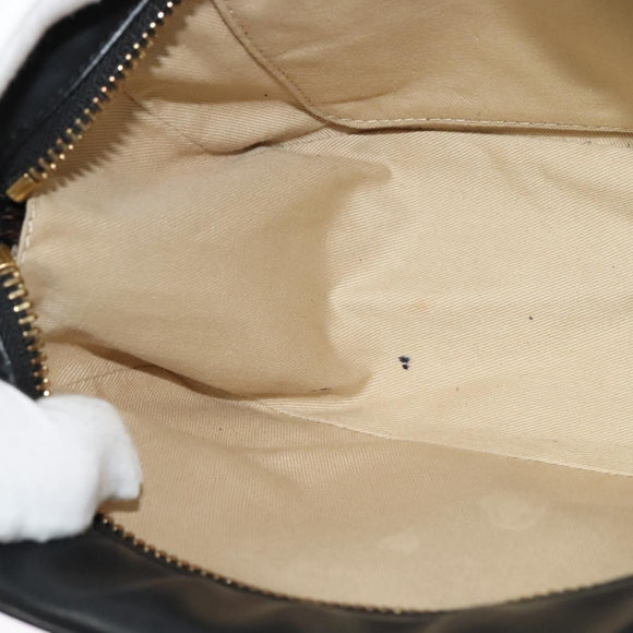 Chloe Shoulder Bag Leather Black Gold Auth gh654