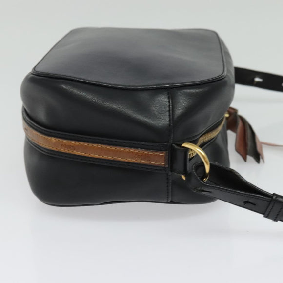 Chloe Shoulder Bag Leather Black Gold Auth gh654