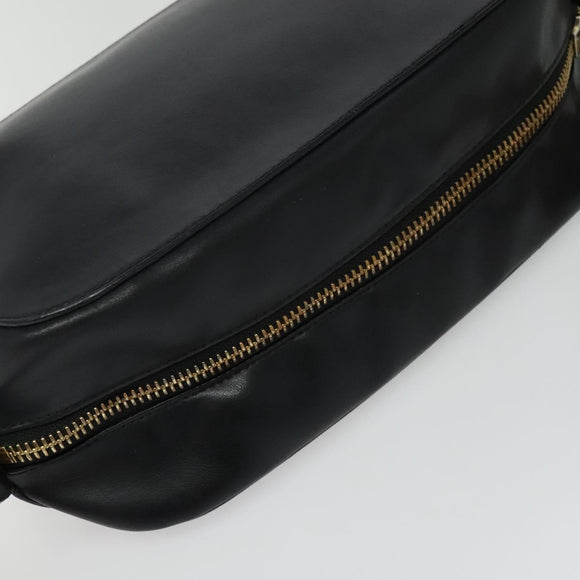 Chloe Shoulder Bag Leather Black Gold Auth gh654