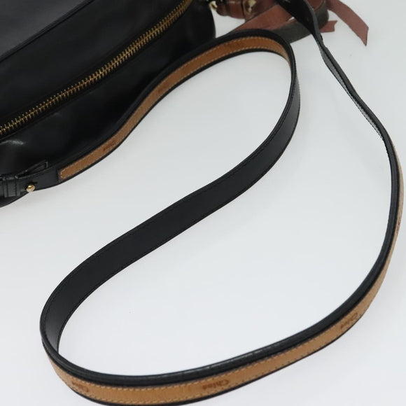Chloe Shoulder Bag Leather Black Gold Auth gh654