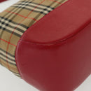 Burberrys Nova Check Shoulder Bag Canvas Leather Beige Red Auth gh659-15