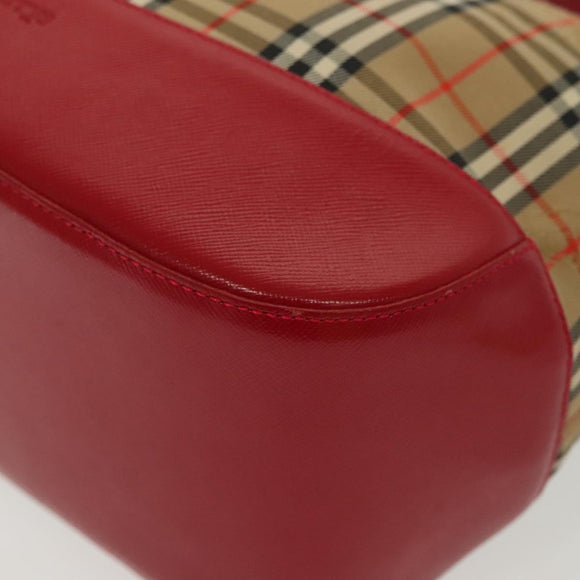Burberrys Nova Check Shoulder Bag Canvas Leather Beige Red Auth gh659