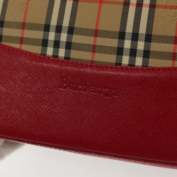 Burberrys Nova Check Shoulder Bag Canvas Leather Beige Red Auth gh659