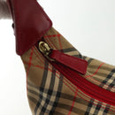 Burberrys Nova Check Shoulder Bag Canvas Leather Beige Red Auth gh659-10