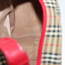 Burberrys Nova Check Shoulder Bag Canvas Leather Beige Red Auth gh659-11