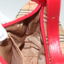 Burberrys Nova Check Shoulder Bag Canvas Leather Beige Red Auth gh659-19