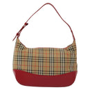 Burberrys Nova Check Shoulder Bag Canvas Leather Beige Red Auth gh659-13