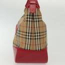 Burberrys Nova Check Shoulder Bag Canvas Leather Beige Red Auth gh659-4