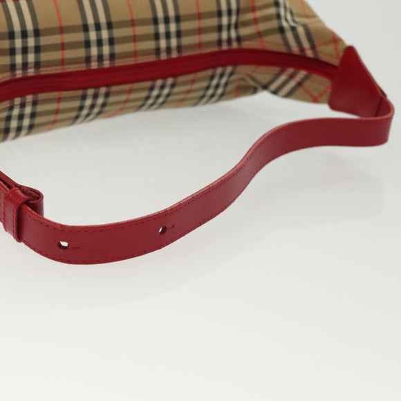 Burberrys Nova Check Shoulder Bag Canvas Leather Beige Red Auth gh659